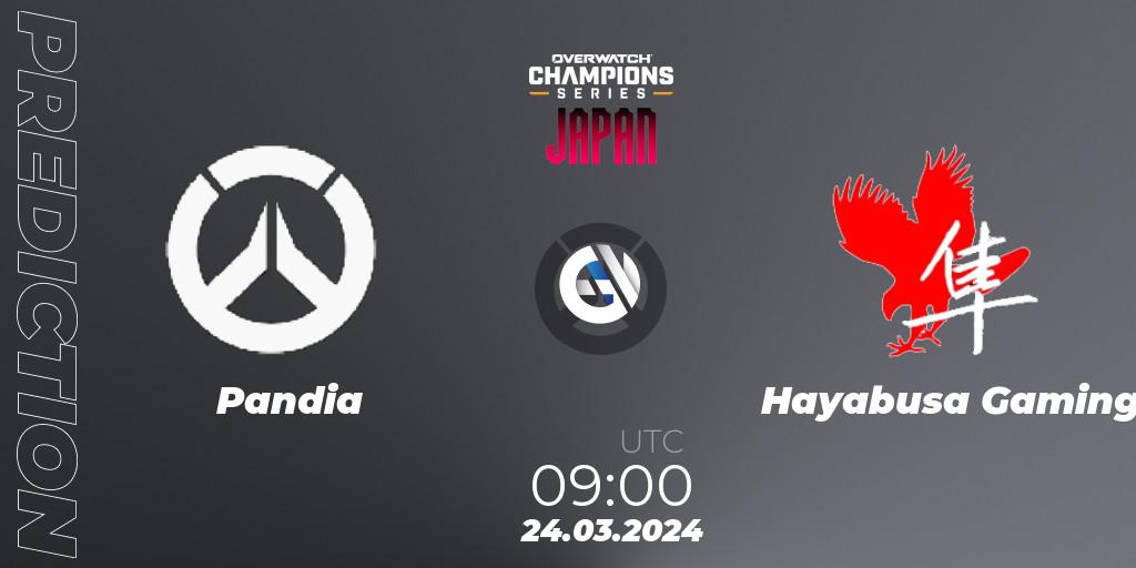 Prognose für das Spiel Pandia VS Hayabusa Gaming. 24.03.2024 at 09:00. Overwatch - Overwatch Champions Series 2024 - Stage 1 Japan