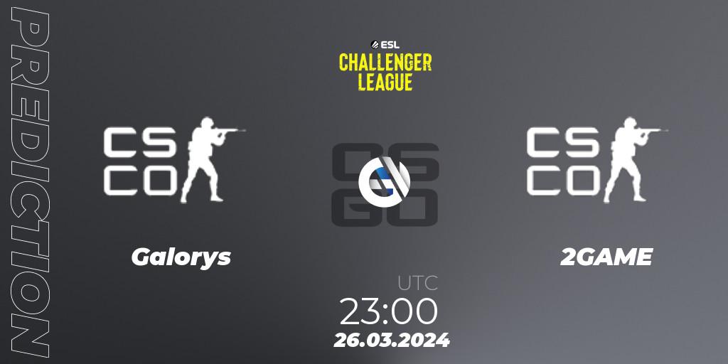 Prognose für das Spiel Galorys VS 2GAME. 26.03.24. CS2 (CS:GO) - ESL Challenger League Season 47: South America