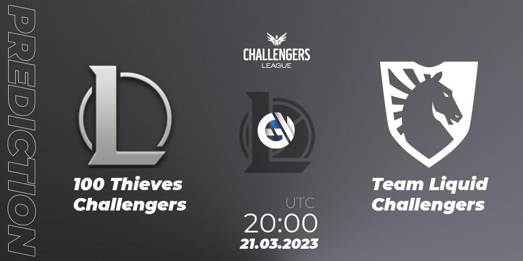 Prognose für das Spiel 100 Thieves Challengers VS Team Liquid Challengers. 20.03.23. LoL - NACL 2023 Spring - Playoffs