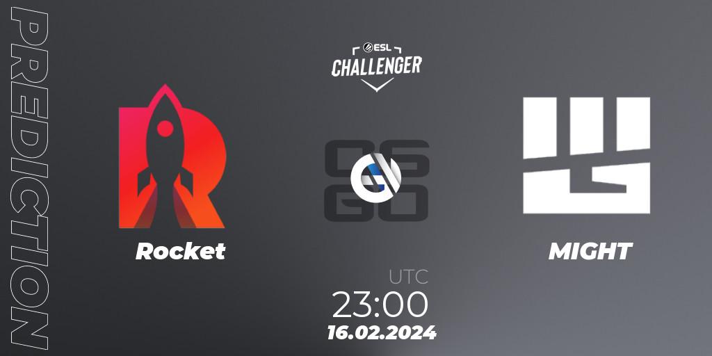 Prognose für das Spiel Rocket VS MIGHT. 16.02.24. CS2 (CS:GO) - ESL Challenger #56: North American Open Qualifier