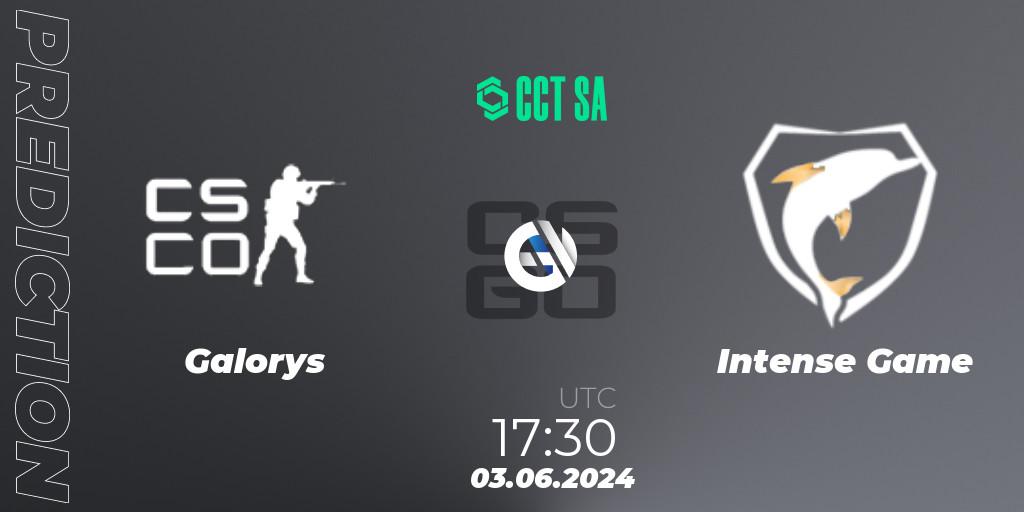 Prognose für das Spiel Galorys VS Intense Game. 03.06.2024 at 17:30. Counter-Strike (CS2) - CCT Season 2 South America Series 1