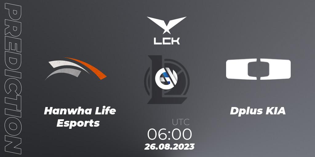 Prognose für das Spiel Hanwha Life Esports VS Dplus KIA. 26.08.23. LoL - LCK Regional Finals 2023
