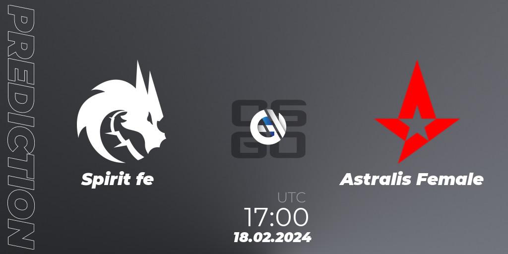 Prognose für das Spiel Spirit fe VS Astralis Female. 18.02.24. CS2 (CS:GO) - ESL Impact League Season 5: European Division - Open Qualifier #2