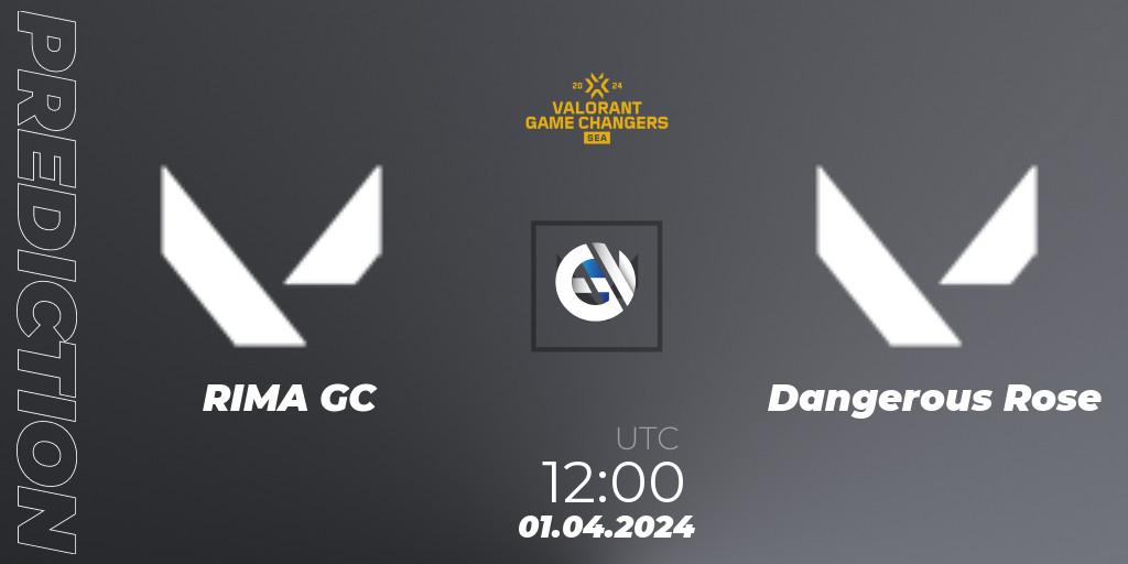 Prognose für das Spiel RIMA GC VS Dangerous Rose. 01.04.2024 at 11:30. VALORANT - VCT 2024: Game Changers SEA Stage 1