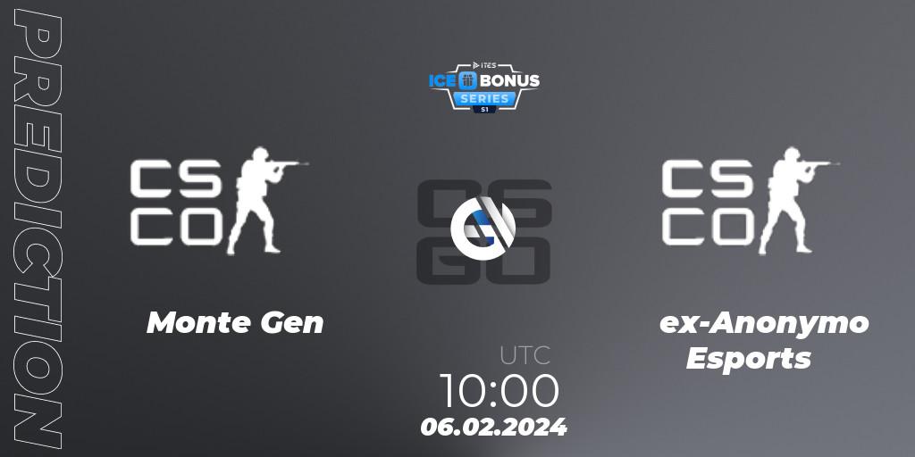 Prognose für das Spiel Monte Gen VS ex-Anonymo Esports. 06.02.24. CS2 (CS:GO) - IceBonus Series #1