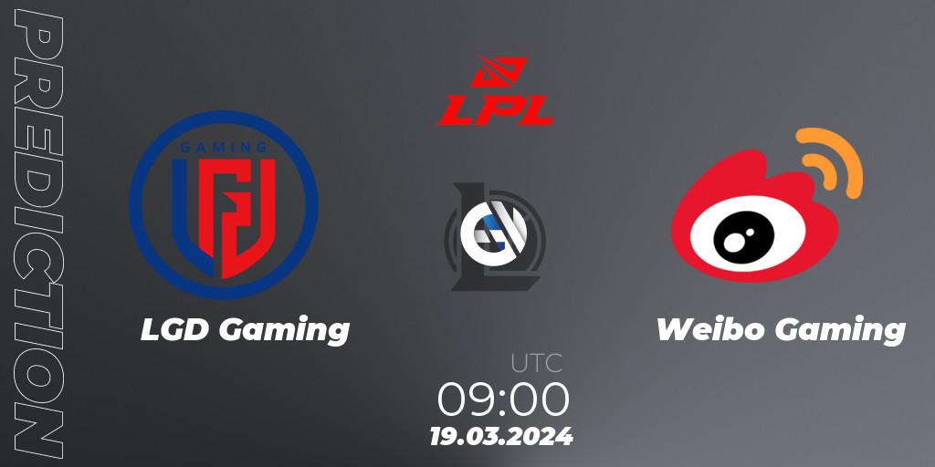 Prognose für das Spiel LGD Gaming VS Weibo Gaming. 19.03.24. LoL - LPL Spring 2024 - Group Stage