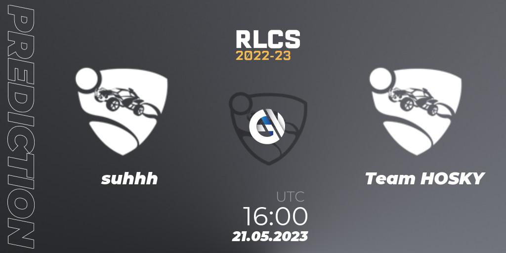 Prognose für das Spiel suhhh VS Team HOSKY. 21.05.2023 at 16:00. Rocket League - RLCS 2022-23 - Spring: Europe Regional 2 - Spring Cup: Closed Qualifier