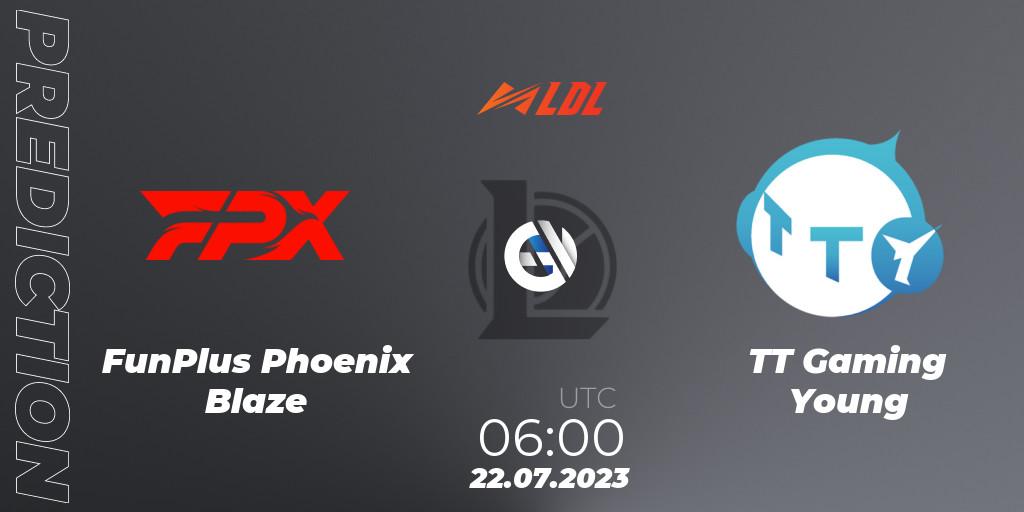 Prognose für das Spiel FunPlus Phoenix Blaze VS TT Gaming Young. 22.07.2023 at 06:00. LoL - LDL 2023 - Playoffs