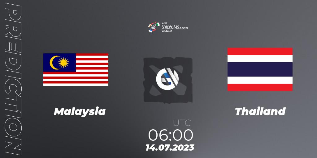 Prognose für das Spiel Malaysia VS Thailand. 14.07.23. Dota 2 - 2022 AESF Road to Asian Games - Southeast Asia