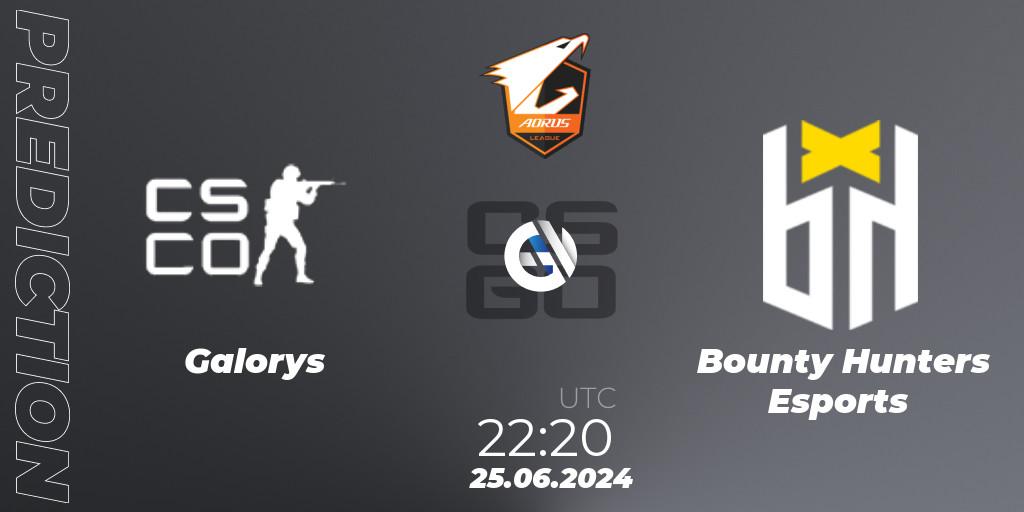 Prognose für das Spiel Galorys VS Bounty Hunters Esports. 25.06.2024 at 22:20. Counter-Strike (CS2) - Aorus League 2024 Season 1: Brazil