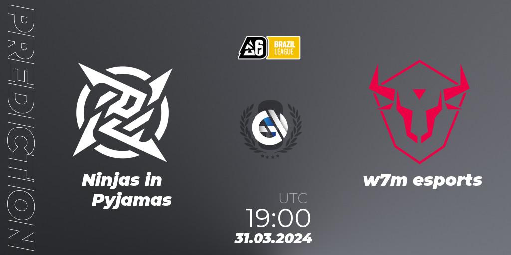 Prognose für das Spiel Ninjas in Pyjamas VS w7m esports. 31.03.24. Rainbow Six - Brazil League 2024 - Stage 1