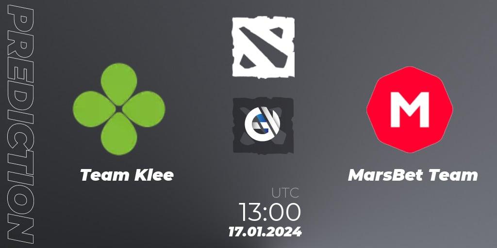 Prognose für das Spiel Team Klee VS MarsBet Team. 01.02.2024 at 13:01. Dota 2 - European Pro League Season 16