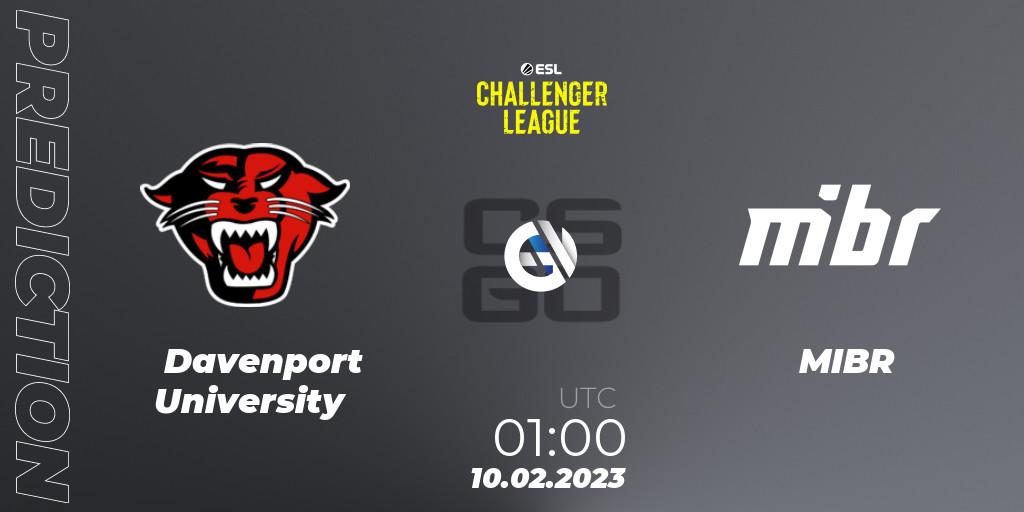 Prognose für das Spiel Davenport University VS MIBR. 13.02.23. CS2 (CS:GO) - ESL Challenger League Season 44: North America