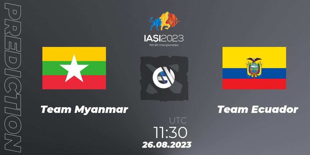 Prognose für das Spiel Team Myanmar VS Team Ecuador. 26.08.23. Dota 2 - IESF World Championship 2023