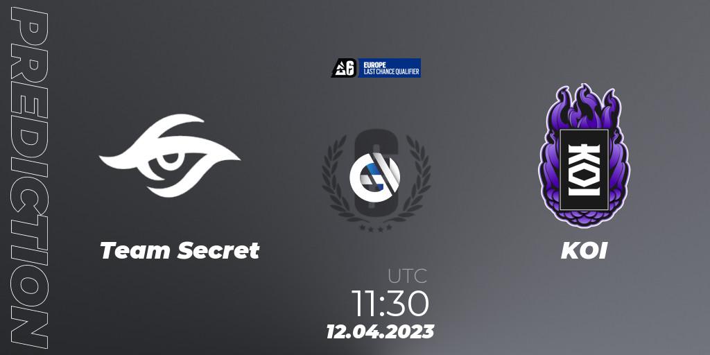 Prognose für das Spiel Team Secret VS KOI. 12.04.23. Rainbow Six - Europe League 2023 - Stage 1 - Last Chance Qualifiers