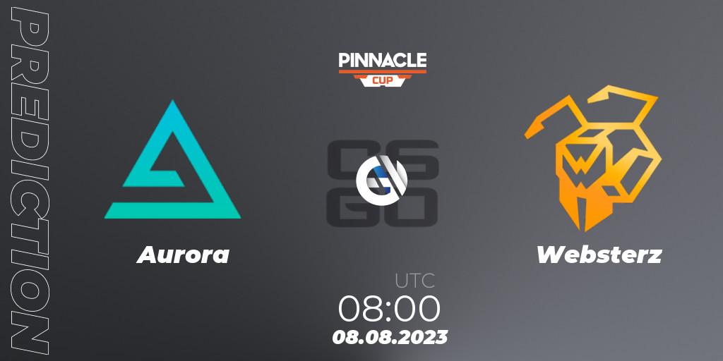 Prognose für das Spiel Aurora VS Websterz. 08.08.2023 at 08:00. Counter-Strike (CS2) - Pinnacle Cup V