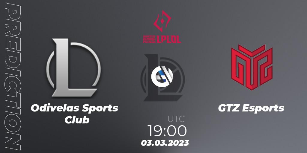 Prognose für das Spiel Odivelas Sports Club VS GTZ Esports. 03.03.2023 at 22:45. LoL - LPLOL Split 1 2023 - Group Stage