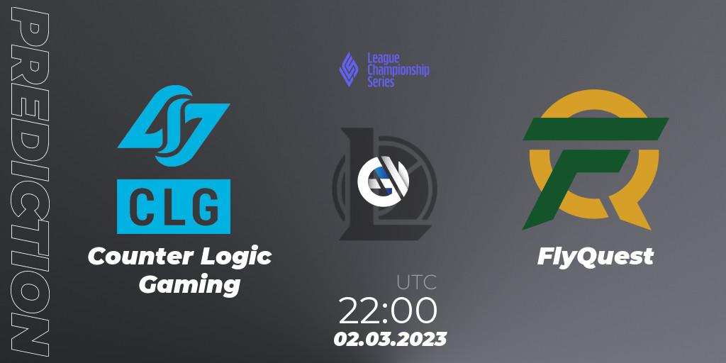Prognose für das Spiel Counter Logic Gaming VS FlyQuest. 17.02.23. LoL - LCS Spring 2023 - Group Stage