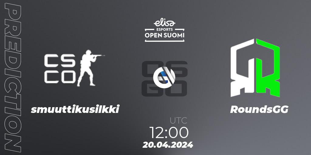 Prognose für das Spiel smuuttikusilkki VS RoundsGG. 20.04.24. CS2 (CS:GO) - Elisa Open Suomi Season 6