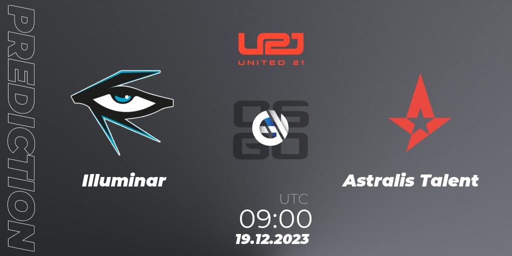 Prognose für das Spiel Illuminar VS Astralis Talent. 19.12.2023 at 10:00. Counter-Strike (CS2) - United21 Season 9