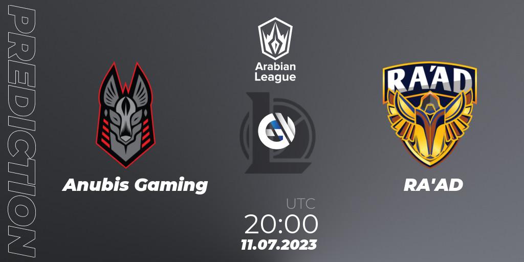 Prognose für das Spiel Anubis Gaming VS RA'AD. 11.07.23. LoL - Arabian League Summer 2023 - Group Stage
