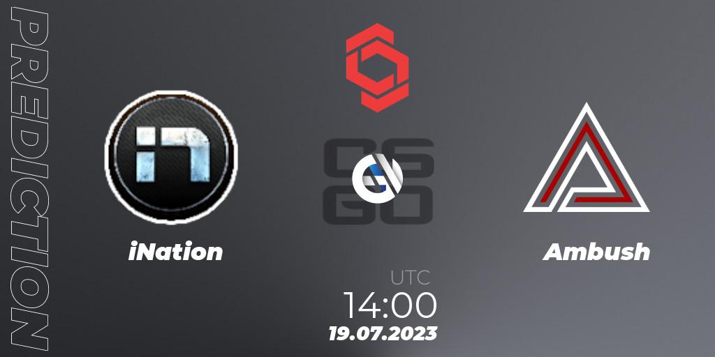 Prognose für das Spiel iNation VS Ambush. 19.07.23. CS2 (CS:GO) - CCT Central Europe Series #7: Closed Qualifier