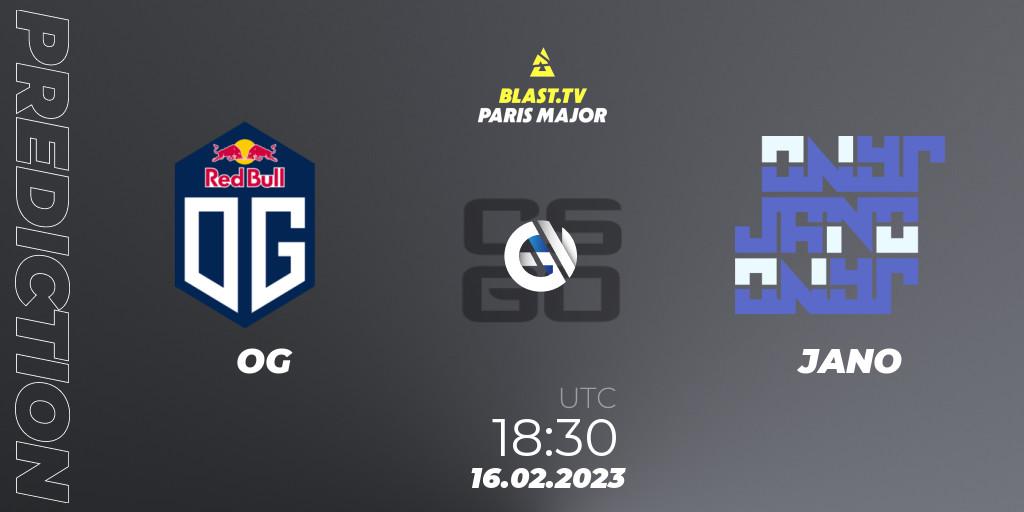 Prognose für das Spiel OG VS JANO. 16.02.2023 at 18:00. Counter-Strike (CS2) - BLAST.tv Paris Major 2023 Europe RMR Closed Qualifier B