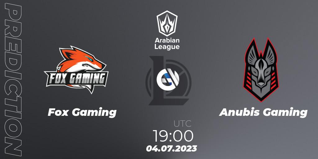Prognose für das Spiel Fox Gaming VS Anubis Gaming. 04.07.2023 at 19:00. LoL - Arabian League Summer 2023 - Group Stage