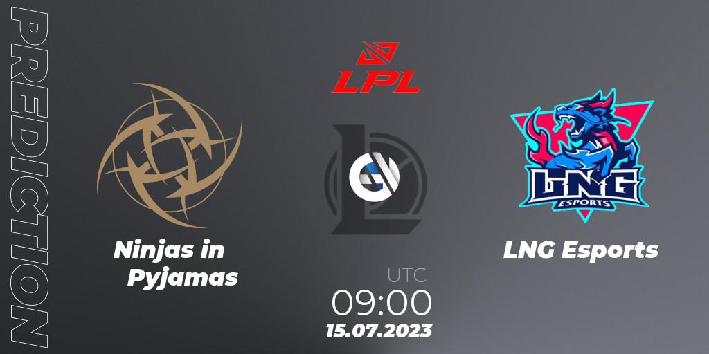 Prognose für das Spiel Ninjas in Pyjamas VS LNG Esports. 15.07.23. LoL - LPL Summer 2023 Regular Season