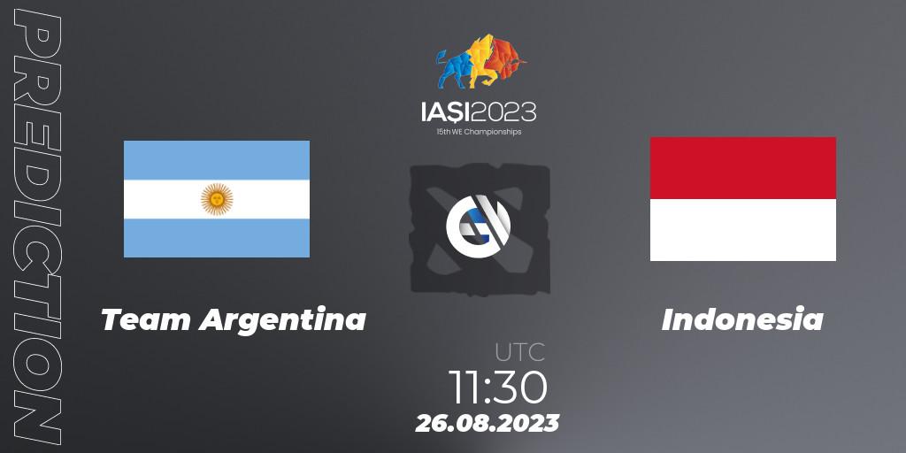 Prognose für das Spiel Team Argentina VS Indonesia. 26.08.2023 at 19:30. Dota 2 - IESF World Championship 2023