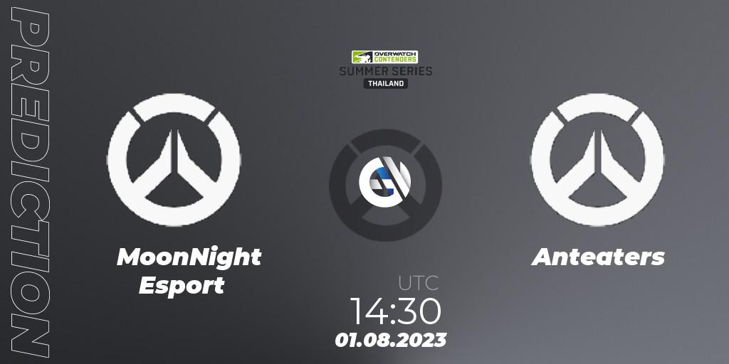 Prognose für das Spiel MoonNight Esport VS Anteaters. 01.08.2023 at 14:30. Overwatch - Overwatch Contenders 2023 Summer Series: Thailand