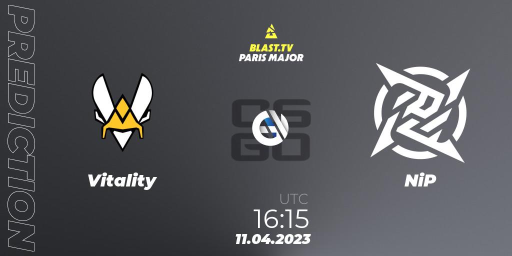 Prognose für das Spiel Vitality VS NiP. 11.04.2023 at 16:10. Counter-Strike (CS2) - BLAST.tv Paris Major 2023 Europe RMR B