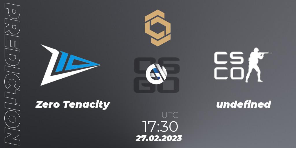 Prognose für das Spiel Zero Tenacity VS undefined. 27.02.2023 at 19:00. Counter-Strike (CS2) - CCT South Europe Series #3
