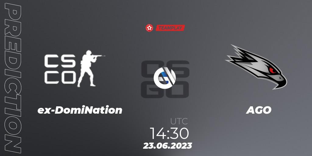Prognose für das Spiel ex-DomiNation VS AGO. 23.06.2023 at 15:15. Counter-Strike (CS2) - LEON x TEAMPLAY Season 1