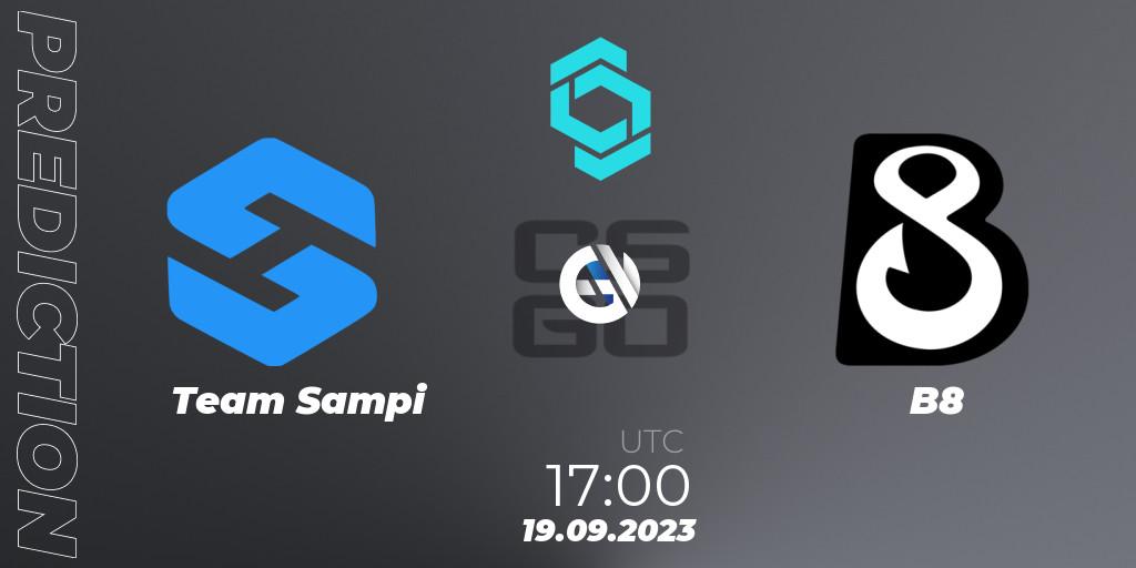Prognose für das Spiel Team Sampi VS B8. 19.09.2023 at 17:00. Counter-Strike (CS2) - CCT North Europe Series #8
