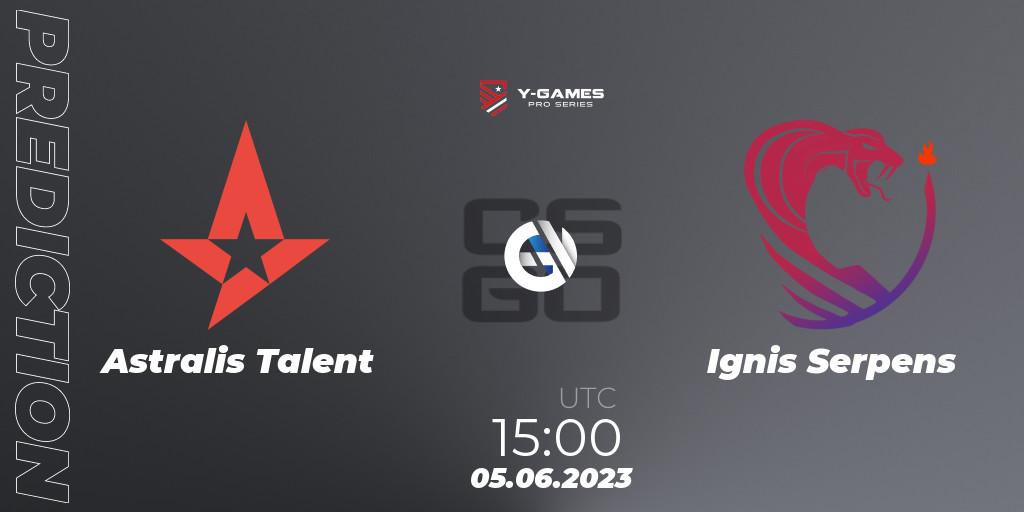 Prognose für das Spiel Astralis Talent VS Ignis Serpens. 05.06.23. CS2 (CS:GO) - Y-Games PRO Series 2023