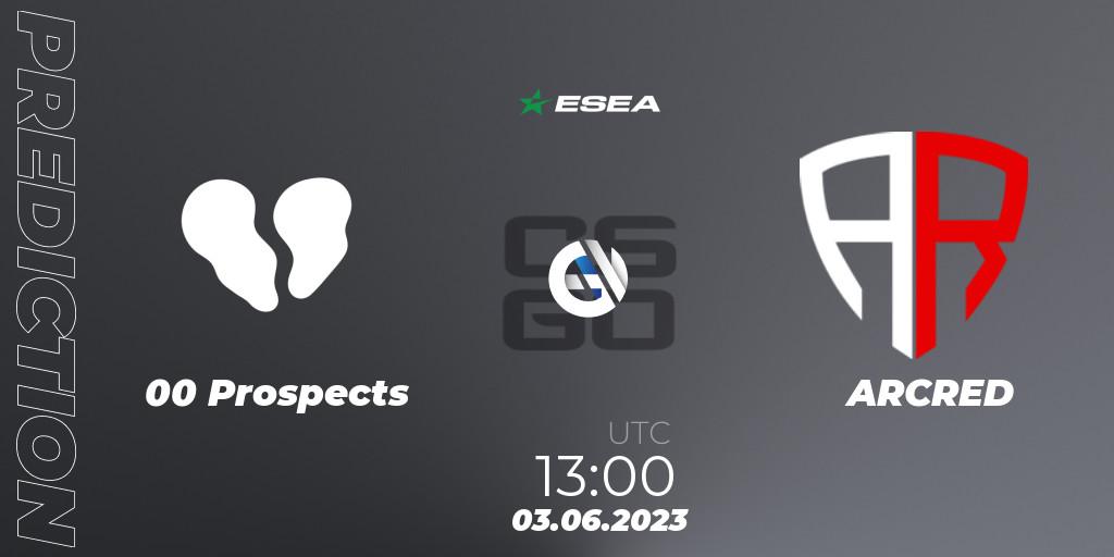 Prognose für das Spiel 00 Prospects VS ARCRED. 03.06.23. CS2 (CS:GO) - ESEA Advanced Season 45 Europe