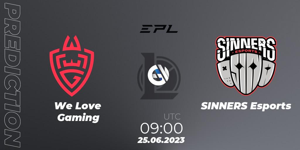 Prognose für das Spiel We Love Gaming VS SINNERS Esports. 25.06.2023 at 08:00. LoL - EPL Season 1