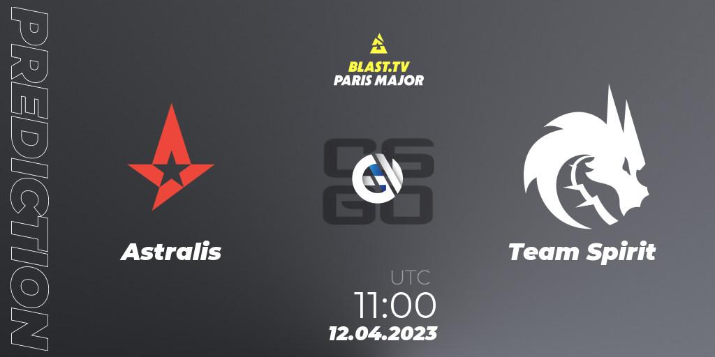 Prognose für das Spiel Astralis VS Team Spirit. 12.04.23. CS2 (CS:GO) - BLAST.tv Paris Major 2023 Europe RMR B