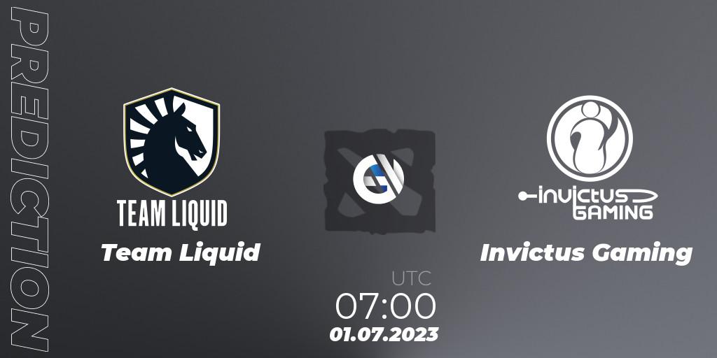 Prognose für das Spiel Team Liquid VS Invictus Gaming. 01.07.23. Dota 2 - Bali Major 2023 - Group Stage