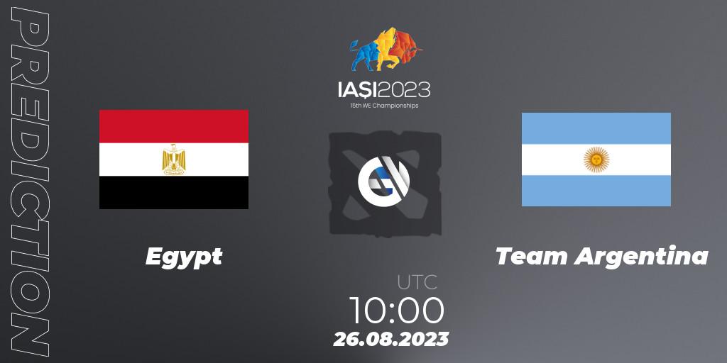 Prognose für das Spiel Egypt VS Team Argentina. 26.08.2023 at 16:30. Dota 2 - IESF World Championship 2023