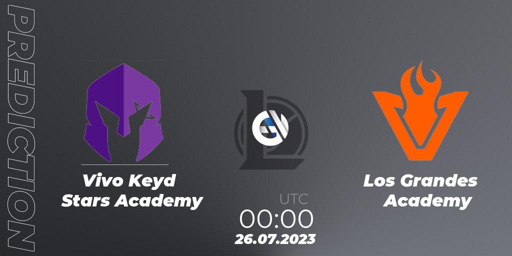 Prognose für das Spiel Vivo Keyd Stars Academy VS Los Grandes Academy. 26.07.2023 at 00:00. LoL - CBLOL Academy Split 2 2023 - Group Stage