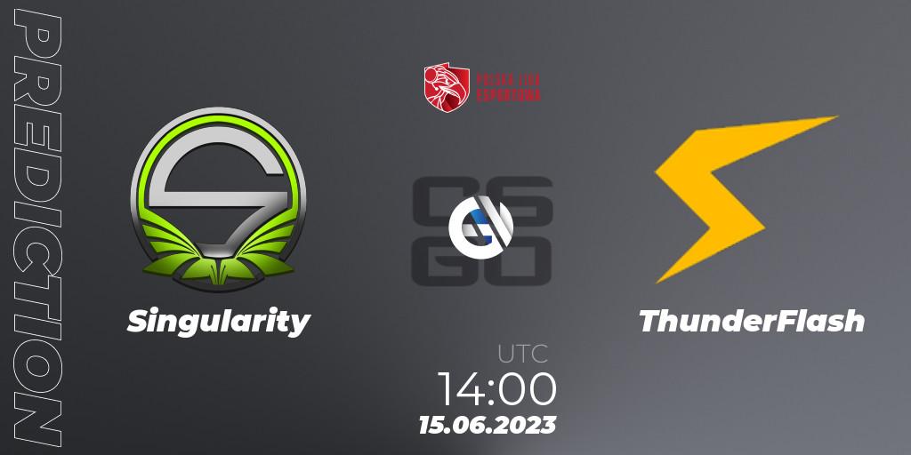 Prognose für das Spiel Singularity VS ThunderFlash. 15.06.2023 at 14:00. Counter-Strike (CS2) - Polish Esports League 2023 Split 2