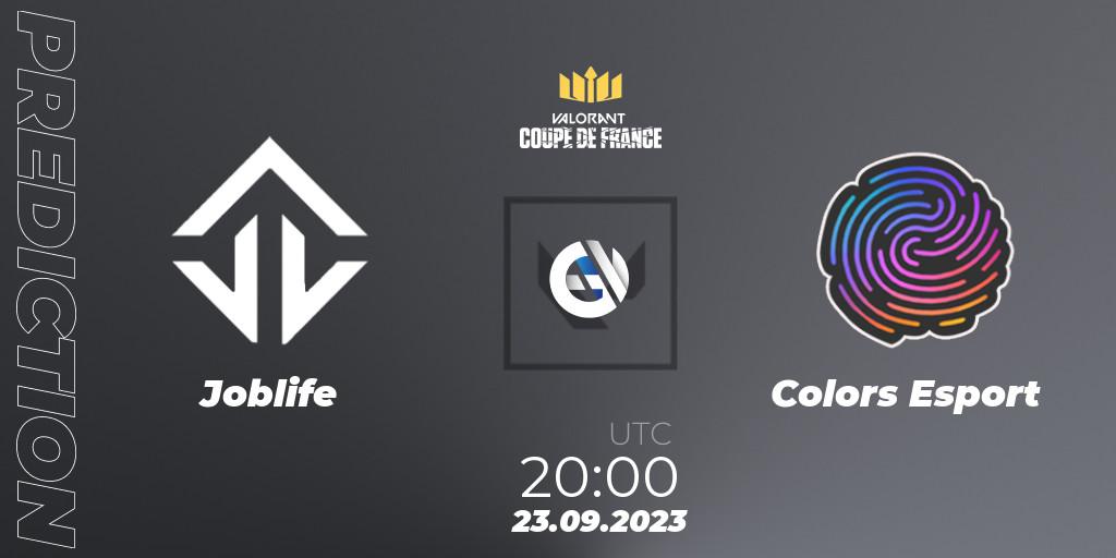 Prognose für das Spiel Joblife VS Colors Esport. 23.09.2023 at 20:00. VALORANT - VCL France: Revolution - Coupe De France 2023