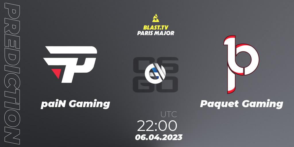 Prognose für das Spiel paiN Gaming VS Paquetá Gaming. 07.04.23. CS2 (CS:GO) - BLAST.tv Paris Major 2023 Americas RMR