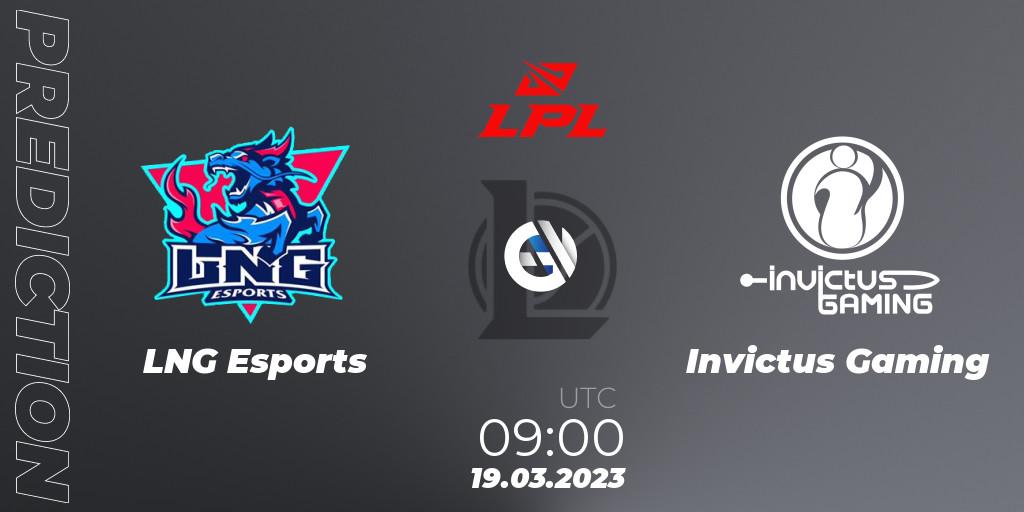 Prognose für das Spiel LNG Esports VS Invictus Gaming. 19.03.23. LoL - LPL Spring 2023 - Group Stage