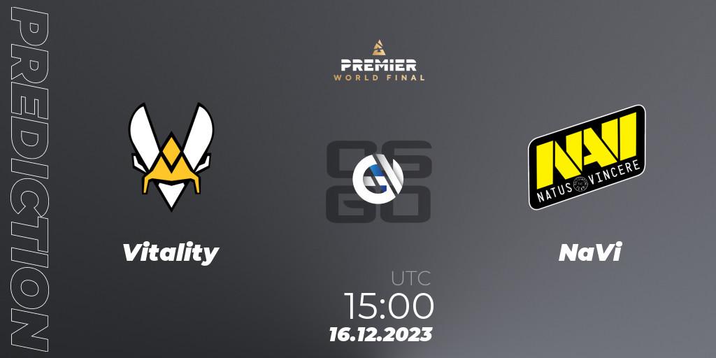 Prognose für das Spiel Vitality VS NaVi. 16.12.23. CS2 (CS:GO) - BLAST Premier World Final 2023