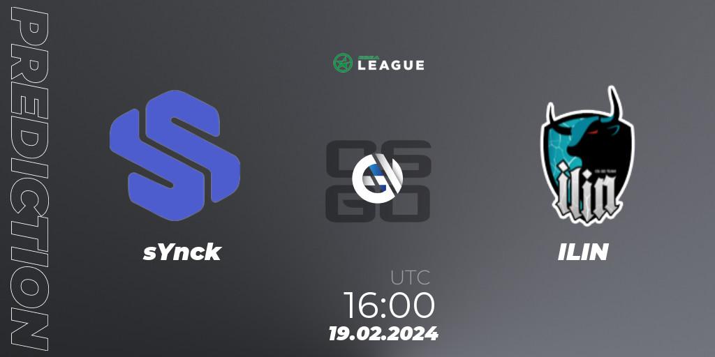 Prognose für das Spiel sYnck VS ILIN. 19.02.24. CS2 (CS:GO) - ESEA Season 48: Advanced Division - Europe