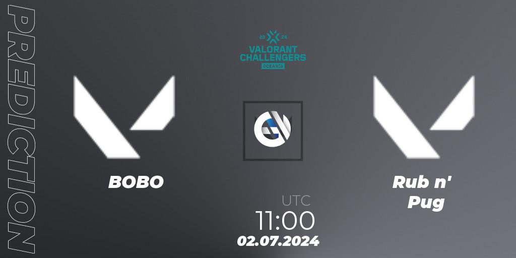 Prognose für das Spiel BOBO VS Rub n' Pug. 28.06.2024 at 11:30. VALORANT - VALORANT Challengers 2024 Oceania: Split 2