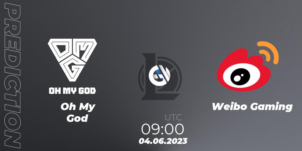 Prognose für das Spiel Oh My God VS Weibo Gaming. 04.06.23. LoL - LPL Summer 2023 Regular Season